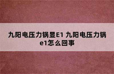 九阳电压力锅显E1 九阳电压力锅e1怎么回事